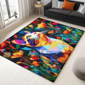 Geometric Cubism Calico Cats Washable Soft Living Room Area Rug 3 x 5 ft, Color Non-Slip Low-Pile Carpet for Bedroom Dining Room Entryway Office Dorm Kitchen Rug