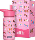 Wildkin Kids 14oz Stainless Steel Water Bottle – BPA-Free, Leakproof, Insulated, Easy-Clean - Horses