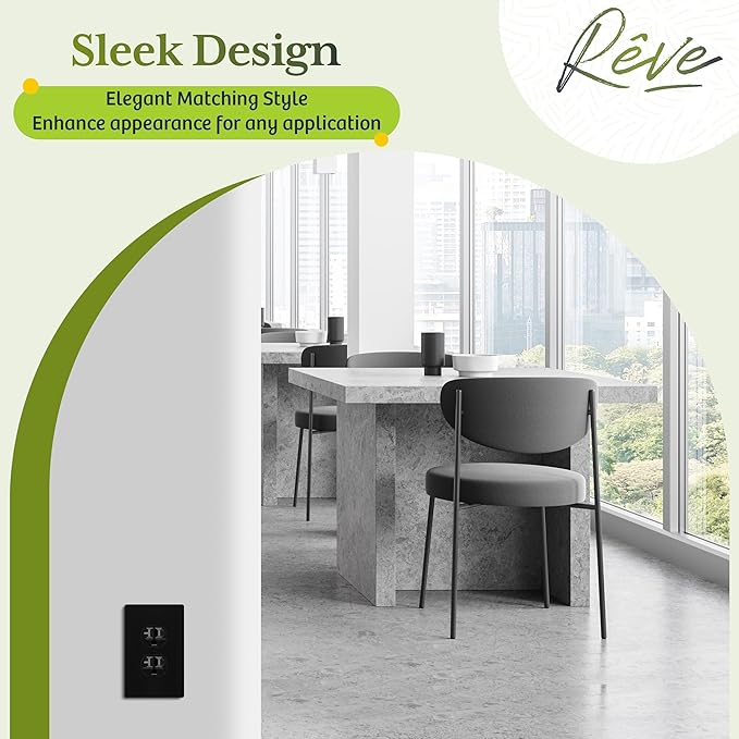 TG Mid-Size Screwless Duplex Wall Plate, Child Safe Receptacle Outlet Cover, Medium Size 1-Gang 4.88" H x 3.11" L, Polycarbonate Thermoplastic, UL Listed, SP-MS1-BK, Black (1 Pack)