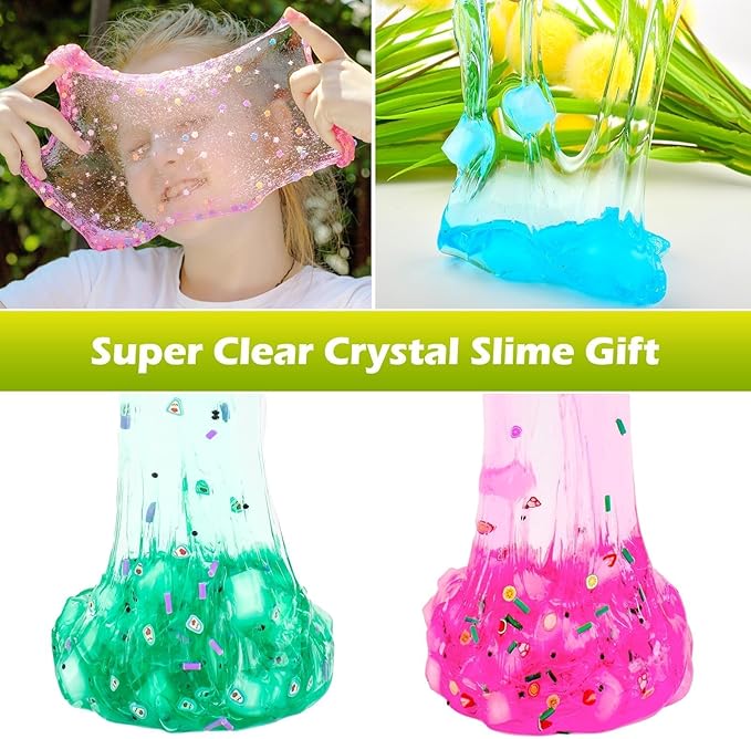 12 Pack Slime kit with 8 Clear Slime & 4 Butter Slime, Jelly Cube Crunchy Crystal Slime for Birthday Party Favor, Super Soft Non-Sticky Sensory Toys for Girls and Boys 4-10 Advent Calendar