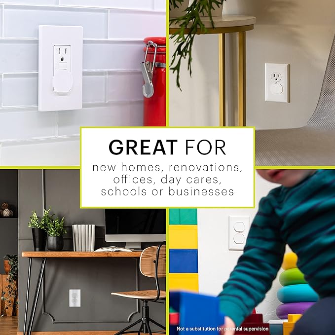 Power Gear Child Safety Electrical Outlet Covers, 30 Pack, Tamper‑Resistant Plug Protectors for Standard Wall Outlets, Baby‑Proof & Child‑Proof Safety Caps, White, 69311