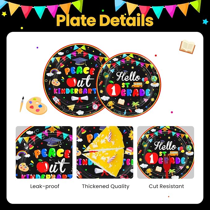 Kindergarten Graduation Decorations 169 Pcs 2026 Congrats Grad Plates Napkins Cups Tablecloth Tableware Set Peace Out Kindergarten Graduation Party Supplies Serve 24