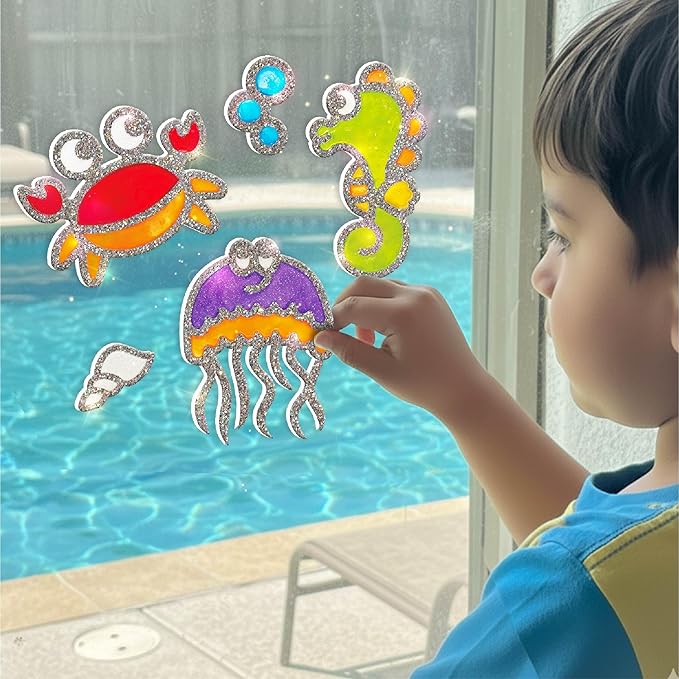 Imagimake DIY Jelly Stickers - Ocean | Gel Window Clings | Activities for Kids Ages 3-5 | Craft Kits for Kids Ages 4-8 | Painting Kit for Boys Ages 5-8 | 3,4,5,6,7 Year Old Girl Birthday Gift