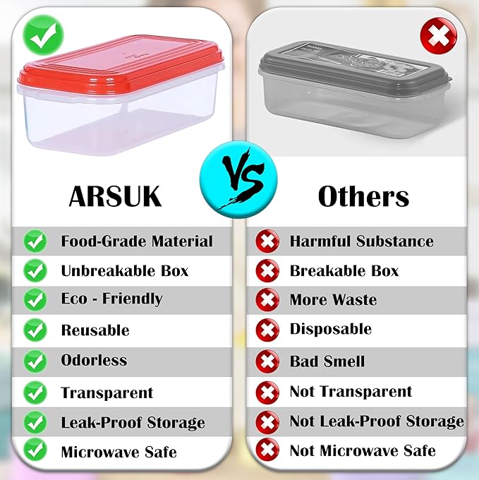 Small Plastic Food Storage Containers with Lids, 8-Pack 8oz (1 Cup / 250 ml) Rectangular Freezer Portion Containers for Leftovers, Spices & Soup, BPA-Free, Stackable, Leak-Resistant, Microwave Safe
