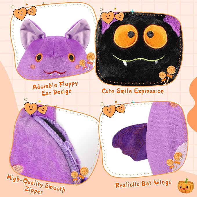 MIAODAM Bat Stuffed Animal Plush, 11inch Reversible Purple Bat Plushies, Cute Plush Toy Gift for Toddler Girls Boys
