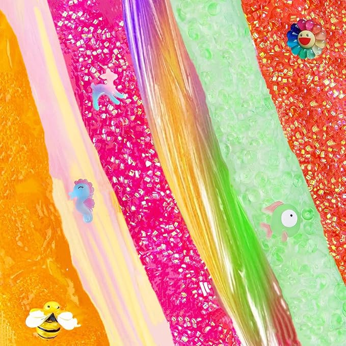 Crunchy Slime Set 12 Packed for Kids,Super Soft and Non-Sticky Stress Relief Clear Slime Kit Toy,DIY Butter Slime Party Favor for Girls & Boys Goodie Bags Stuffers Totally 19OZ/540ML