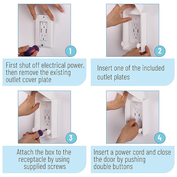 Bates Baby Safety Outlet Cover Box - Plug Covers for Electrical Outlets, Child Proof Outlet Cover, Socket Covers for Outlets