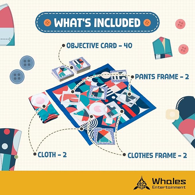 Whales Entertainment| Tailor Master New Challenge Expansion 4+| Preschool Memory & Matching Game for Kids| Educational Board Game| 2 Player Competitive Board Gameplay,Fun Games for Kids & Parents