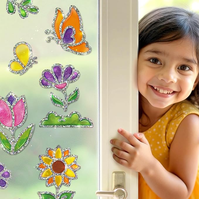 Imagimake DIY Jelly Stickers - Flower & Butterflies | Gel Window Clings | Activities for Kids Ages 3-5 | Kids Art Set | 3,4,5,6,7 Year Old Girl Birthday Gift
