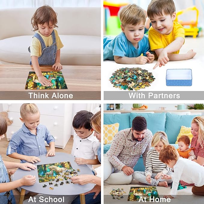 LELEMON Puzzles for Kids Ages 4-6,Unicorn 100 Piece Puzzles for Kids Ages 4-8 in a Metal Box,Educational Jigsaw Puzzles 100 Piece Puzzle Games Puzzle Toys for Girls and Boys