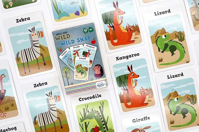 Shuffle Into The Wild 3 Kids Card Games - Snap, Families & Pairs, Encourage Your Childs Memory, Matching and Coordinating Skills, for Ages 3+