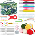 Aeelike Crochet Kits for Beginners with Yarn, Learn to Crochet Set Included Crochet Hooks Supplies DIY Tools,Crocheting Kit for Adults Kids with Portable Green Leaves Bag