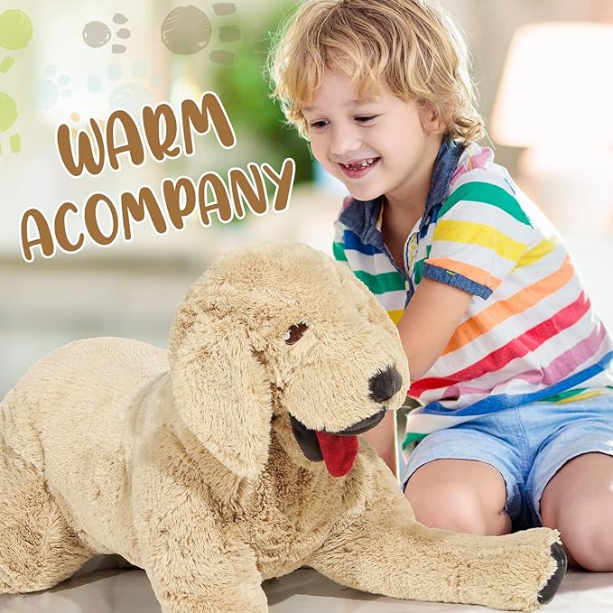 Geosar 33.5" Dog Stuffed Animals Plush, Soft Cuddly Golden Retriever Plush Toys, Large Stuffed Dog Hugging Pillow Gifts for Valentines Kids Girls Boys Birthday