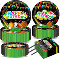 200 pcs Happy Birthday Party Plates and Napkins Kit Sports Themed Birthday Tableware Soccer Basketball Party Supplies For Baby Shower Sports Game Activities and Ball Fans Club celebrations Service 50