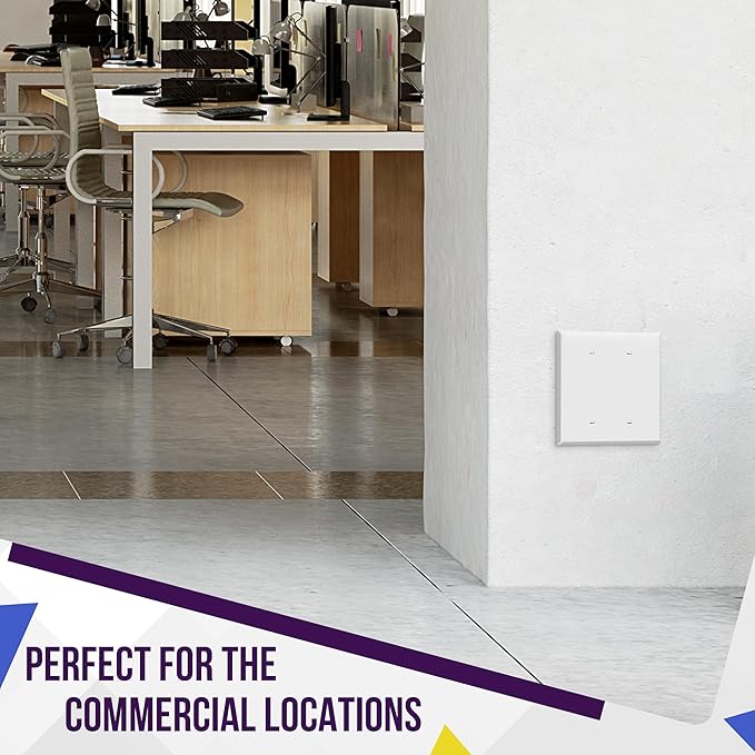 ENERLITES Jumbo Double Blank Outlet Cover, Two Gang Blank Wall Plate, Oversized 2-Gang 5.5" x 5.5", Unbreakable Polycarbonate Thermoplastic, UL Listed, Gloss Finish, 8802O-W, White
