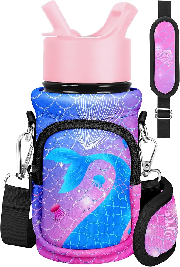 Miss Adola Water Bottle Carrier with Strap - Insulated Kids Water Bottle Holder for Boys Girls Bottle Bag for 10-18Oz