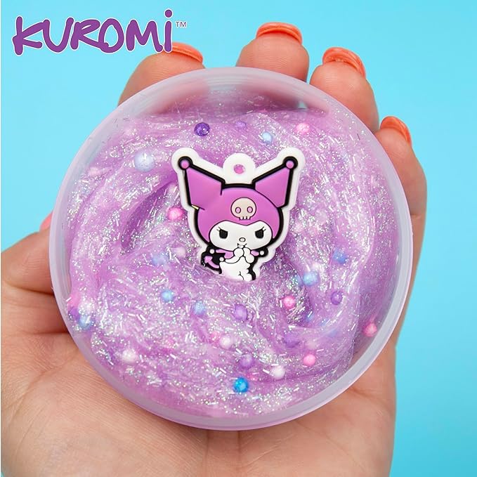 Kuromi SLIMYGLOOP Mix’EMS Slime, Collectible Charm with Fun Add-Ins, Hello Kitty and Pink Glitter Slime, Party Favors for Kids 8-12, Girls Toys Age 6-8, Sanrio Stuff