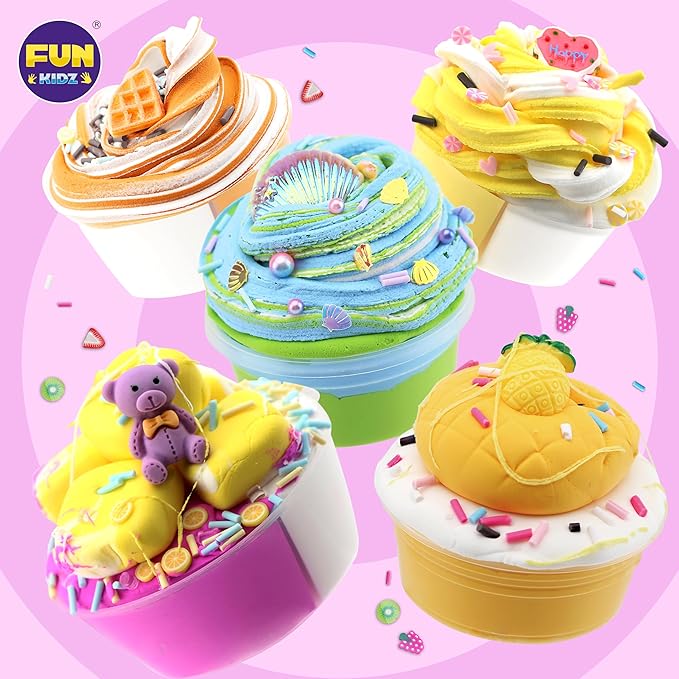 36 Big Cupcake Butter Slime Packs for Girls, FunKidz Two Toned Butter Slime Kit for Kids Party Favors Premade Bulk Slime Toys
