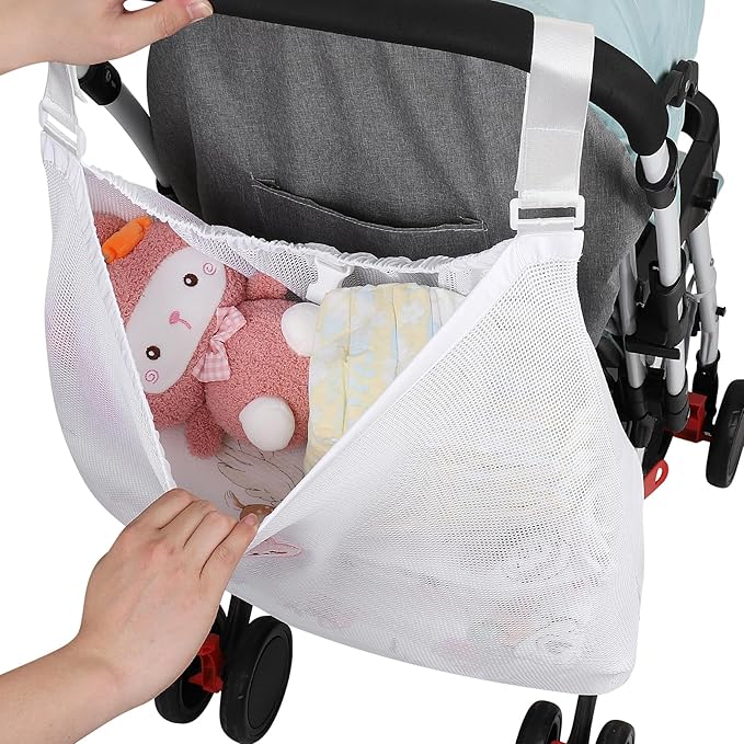 Accmor Universal Stroller Organizer, Large Storage Stroller Bag Fits for Uppababy, Nuna, Britax, Doona Strollers, Non-Slip Adjustable Storage Mesh Caddy Accessories for Stroller Crib