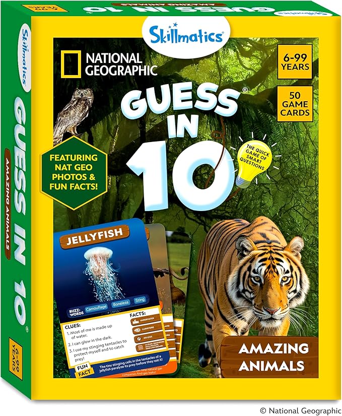 Skillmatics Guess in 10 National Geographic Animals, Educational Card Game for Kids & Families, Animal Trivia & Travel Game, Screen-Free Fun, Gifts for Ages 6, 7, 8, 9 and Up