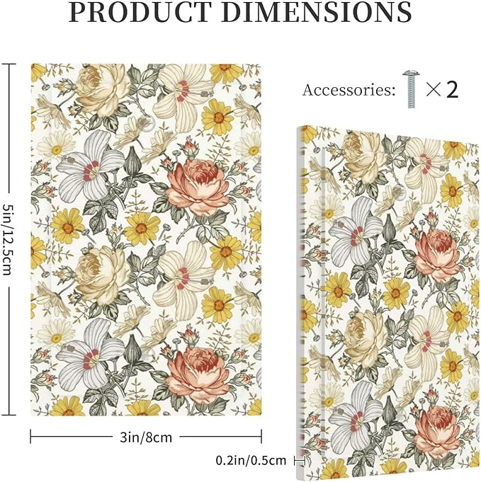 Multicolor Peony Daisy Vintage Floral Flower Light Switch Cover Plate 1 Gang No Device Blank Electrical Wall Plates Faceplate Decorative Switch Plate for Bedroom Living Room Decor