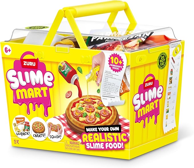Slime Mart Small Basket by ZURU, Toy, Arts & Crafts for Kids and Kidults, Soft Slime Making Kit - Slime Kit for Girls Ages 6-10 - Fun Gift Idea for Boys Girls - Fidget Toys - Sensory Toys (Pizza)