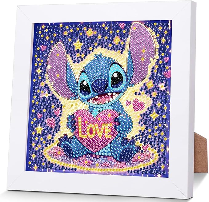 KOJEFCV Cartoon Diamond Art Painting Kits for Kids with Frame, Cartoon Diamond Art for Kids Ages 4-8-12, Easy Gem Kit Kid with Beautiful Package for Gift Home Wall Decor (7x7inch)