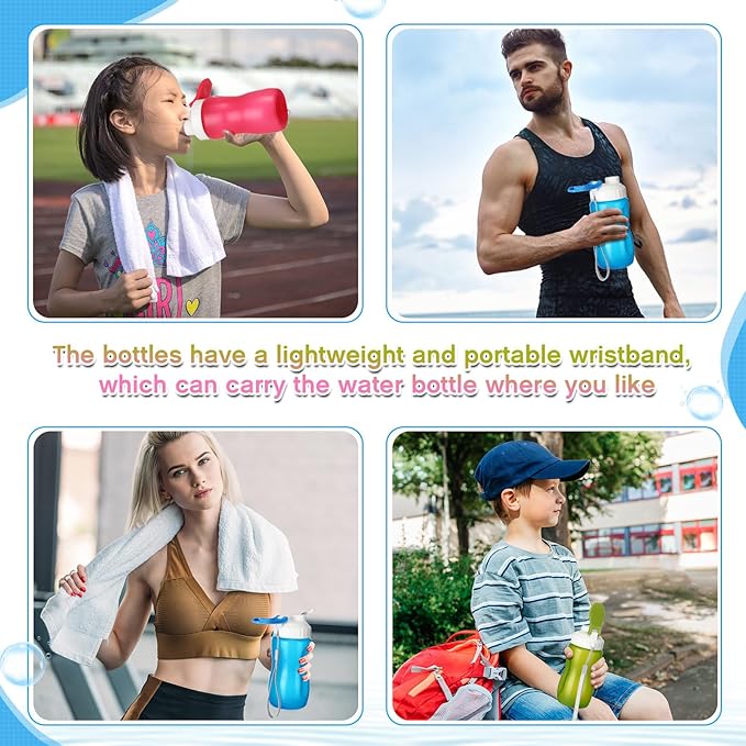 Domensi 36 Pack 12 oz Kids Plastic Water Bottles Reusable Plastic Sports Water Bottles Wide Mouth Leak Proof Lightweight for Boys Girls Child Toddler to School Travel Camping, DIY Gift