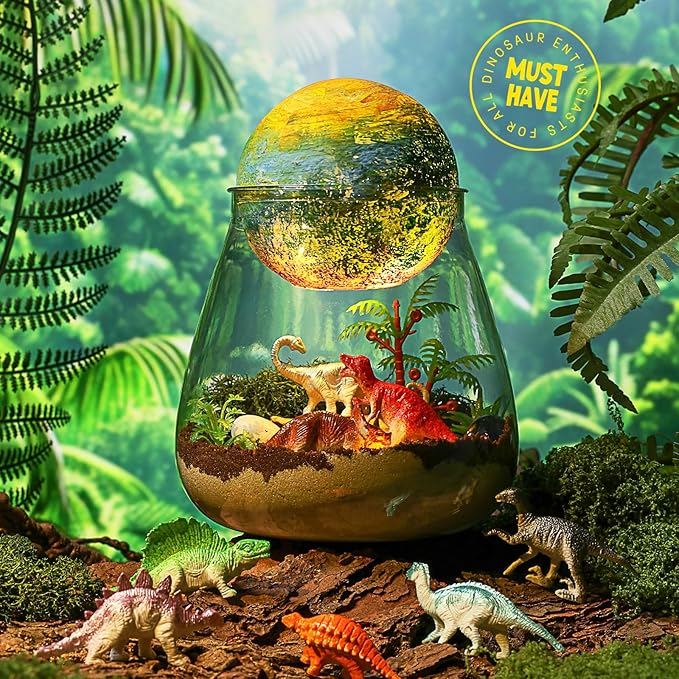 LAOESE Dinosaur Terrarium Kit for Kids - Dino Kid Crafts with DIY Moon Lamp Kit - Birthday Gift for Boys Ages 4 5 6 7 8-12 Year Old - Arts and Crafts for Boy and Kids - Easter Gifts for Boys