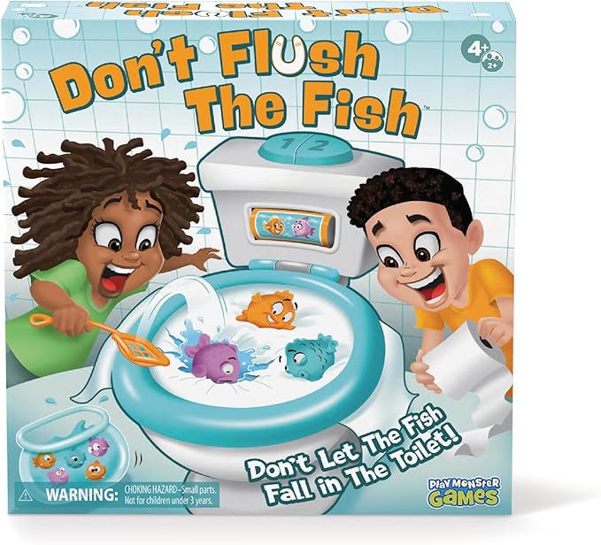 Don't Flush The Fish Board Games for Kids - Board Games for Family Game Night for Kids and Adults, Fun Balancing Game, Multi-Player Preschool, Toddler Toys, Ages 4+