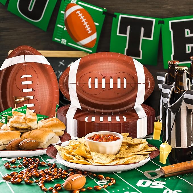 50PCS Football Shaped Disposable Paper Plates, Large 11.8in Football Party Plates, Football Theme Birthday Party Supplies, Sports Game Party Decorations, Touchdown Party Decoration