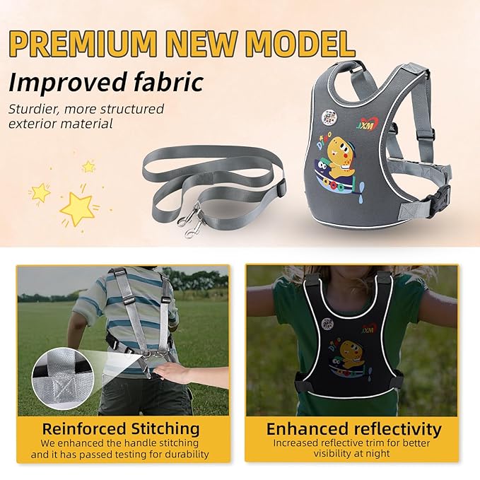 Safety Walking Harness for Big Kids 6-12, Anti-Elopement Vest Harness for Autism Special Needs ADHD, Reflective Leash with Handle for Autistic, Active Children, Adjustable Tether for Travel and Crowds