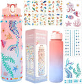 Gifts for Girls 4-12, Decorate Your Own Water Bottle Kits for Kids Age 4-6-8-10, Pink Easter Birthday Gifts for 5 6 7 8 9 10 Year Old Kid, Mermaid Water Bottle Fun DIY Art and Craft Gift Toys for Girl