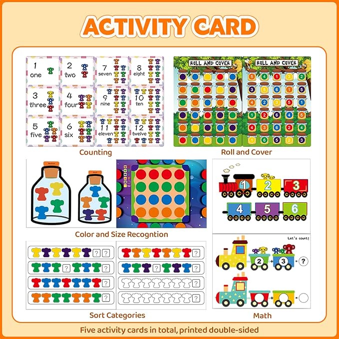 Pairez Toys Counting Toys for Kids, Animal Koala Counters w/Activity Cards for Playing Snakes and Ladders, Ludo Board Games, Math Learning Manipulatives, Early Development Toys for Preschool Toddlers