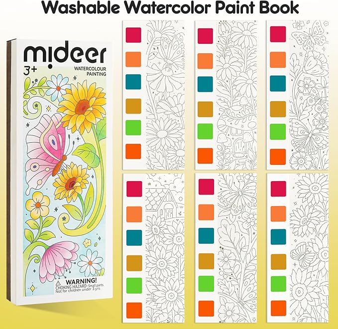 Watercolor Painting Coloring Books, Paint with Water Arts & Crafts Kit for Kids, Pocket Watercolor Paint Bookmarks, Class Activities Art Supplies Party Favors Birthday Gift for Boys and Girls