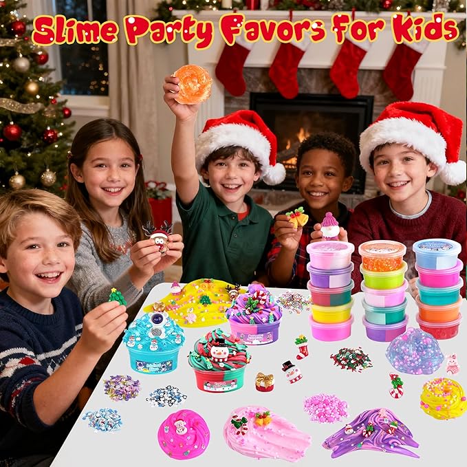 LAWOHO 15 Pack Fantasy Slime Kit for Kids, Super Soft and Non-Sticky Stress Relief Crunchy Slime Toys, DIY Butter Clear Slime Party Favor for Easter Christmas Birthday Goodie Bags Stuffers