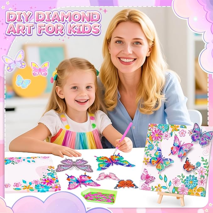 Craft Kits for Kids Ages 8-12, Diamond Art Kits for Kids, Gifts for 6-8-10 Year Old Girls, Fun Arts and Crafts Gifts Toy for Girl Activities Gem Art Kit, Best Birthday Gift for Girl Adult Room Decor
