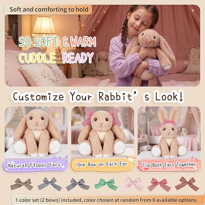 Rabbit Heated Stuffed Animal, Bunny Heating Pad for Period Cramps, USB Powered Heating Pad with Auto Shut Off,Warm Plushie for Belly Back Shoulder Pain Relief,Anxiety Relief, Gift for Mom Women