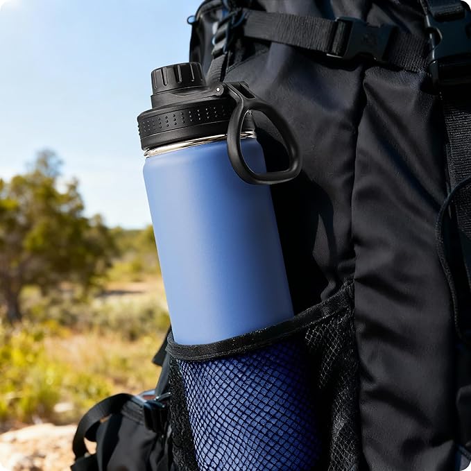 22 oz Water Bottle-Stainless Steel Vacuum Insulated Sports Water Bottle with Leak Proof Spout Lid-Reusable Metal Wide Mouth Water Flask for Travel(Royal Blue)
