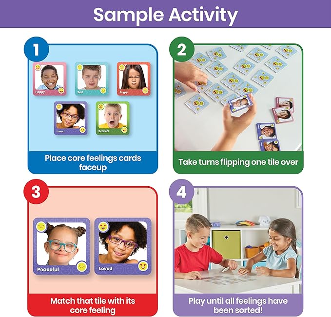 hand2mind Express Your Feelings Memory Match Game, Emotion Cards, Matching Game, Emotional Intelligence for Kids, Play Therapy Games for Kids, Social Emotional Learning Activities, Social Skills Games