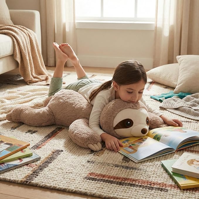 WEIGEDU Large Weighted Sloth Stuffed Animal Plush Toy with Embroidered Eyes and Removable Weight Pack - 28 Inches, 5 lb for Kids and Adults