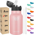 Han's Bottle Kids Water Bottle with Straw Lid - Insulated Stainless Steel Reusable Tumbler for Girls,Boys,Thermo Mug,12oz,Blush