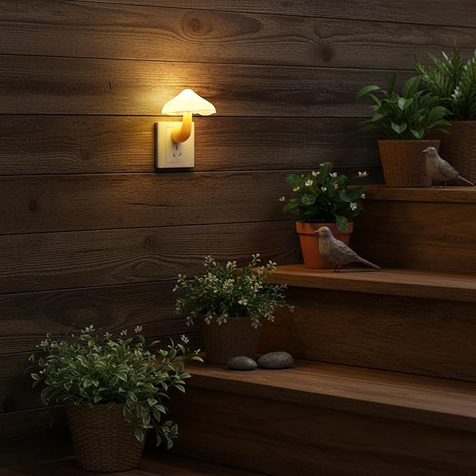 AUSAYE 2Pack Mushroom Night Light Plug in Lamp,Led Lights for Adults Kids Baby Children NightLight Wall Decor Lamp Bedroom Bathroom,Toilet,Stairs,Kitchen,Hallway