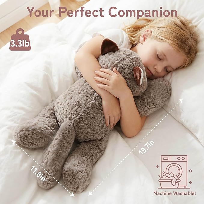 Niuniu Daddy Raccoon Weighted Stuffed Animals for Kids & Adults, 20" | 3.3lb Large Weighted Plushies Pillow for Sleeping and Calming, Cute Lying Plush Toy Huggable Gift for Everyday Comfort
