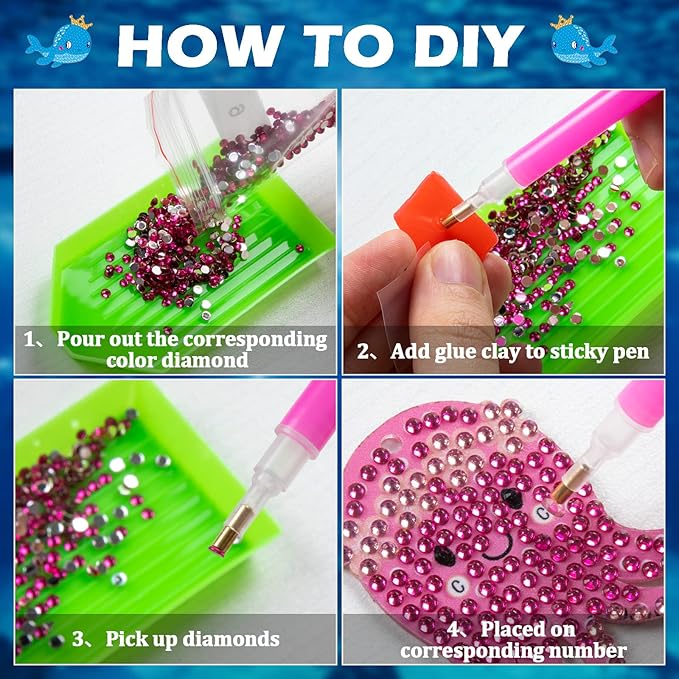 Labeol Arts and Crafts for Kids Ages 8-12 - Creat Your Own GEM Keychains-5D Diamond Art by Numbers GEM Art Kits for Kids Girls Toddler Crafts Age 6-7 6-8 10-12 (Ocean)