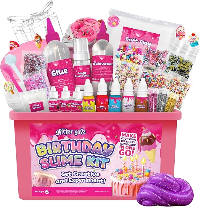 Slime Kit | Glitter Galz Birthday Gifts for Girls Ages 6+ | DIY Make Your own Slime Birthday Party 42 Mix-ins | Arts and Crafts | Slime-Making kit | Slime Activator | Sensory Gifts for Teens