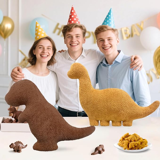 Andywoo Dino Chicken Plush Nuggets Pillow for Funny Birthday Gifts, Cute Funny Stuffed Animals Toy for Boy and Girl, Dinosaur Gifts for Kids Teens and Adults (Brachiosaurus, Large)
