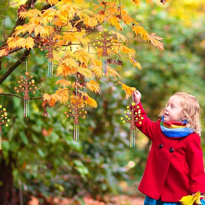 gisgfim 16 Pack Fall Wind Chime Crafts Kits for Kids Make Your Own Thanksgiving Maple Tree Wind Chime Wooden DIY Arts and Crafts for Autumn Party School Classroom Decorations Supplies Birthday Favors