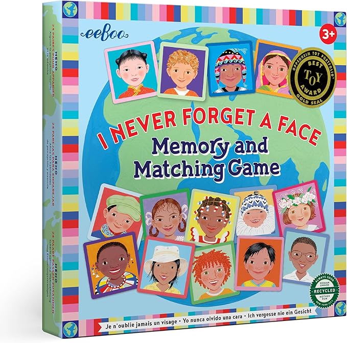 eeBoo: Memory and Matching Game- I Never Forget a Face- 24 Pairs, Develops Recognition, Concentration, Memory & Social Skills, Age 3+