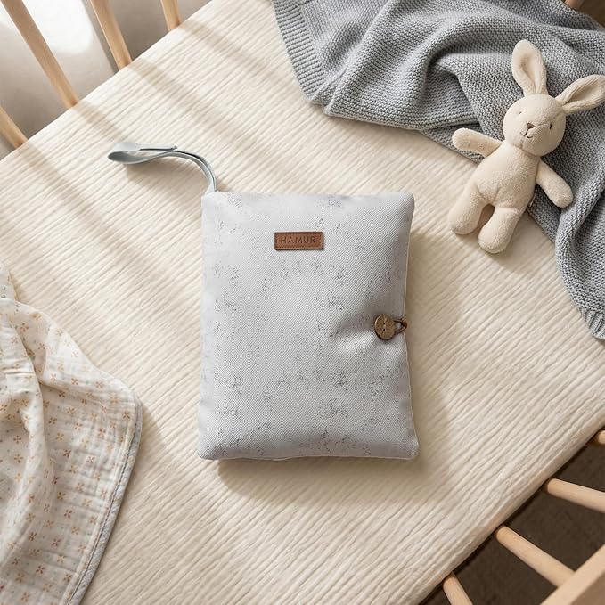 HAMUR Baby Diaper Bag Organizer – Travel-Friendly, Compact & Foldable | Stroller Pouch for Newborn Essentials – Must-Have for Boys & Girls (Solid Grey)
